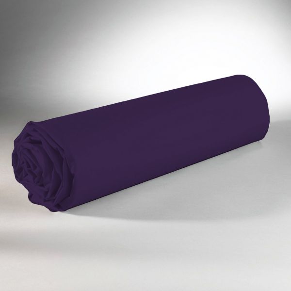 Drap housse 100% Coton 57 fils Violet 90x190