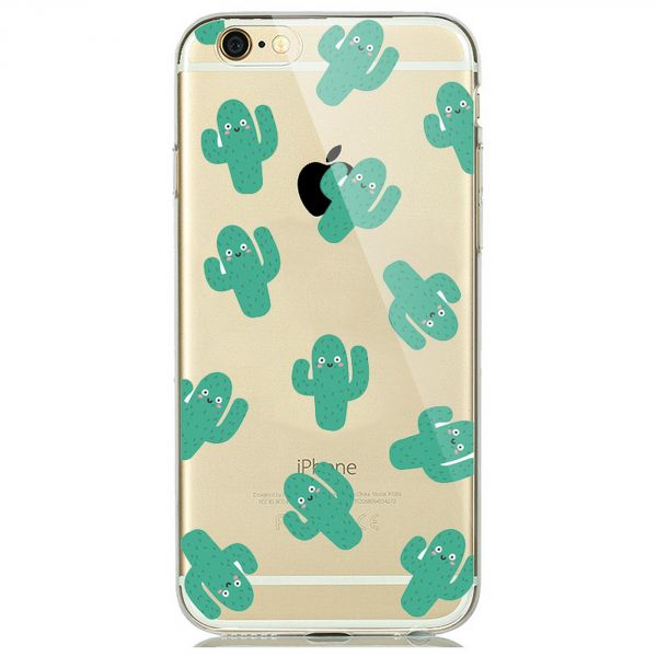Coque transparente à motif cactus pour iPhone 7/6S/6