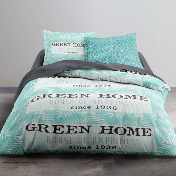 Housse de couette Coton Green Home et taie d'oreiller Today