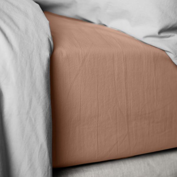 Drap housse Percale de Coton 80 fils Rose Poudre