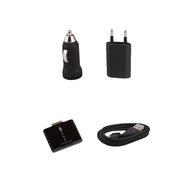 Pack iPhone 4 avec batterie externe + chargeur + câble + allume cigare