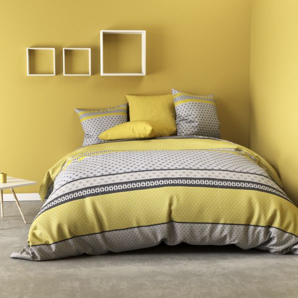 Parure de couette 100% microfibre Vaxo Jaune