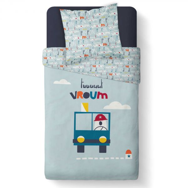 Parure de couette enfant coton 57 fils Vroum TODAY 140x200 cm