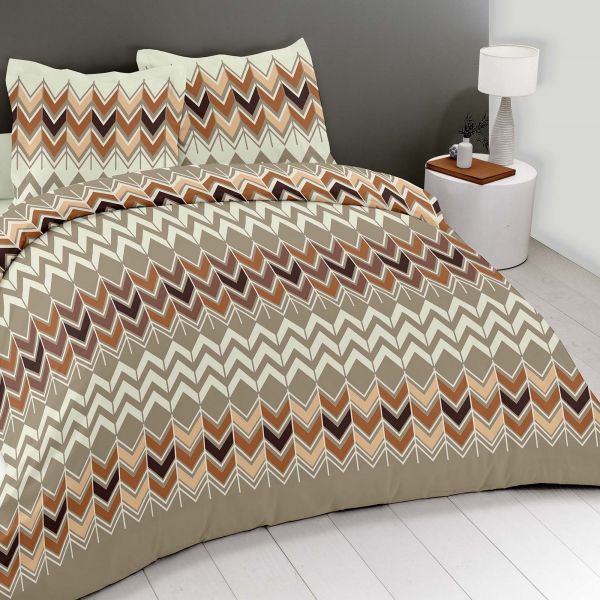 Parure de couette 220x240 cm 100% Coton 57 fils Zigzag