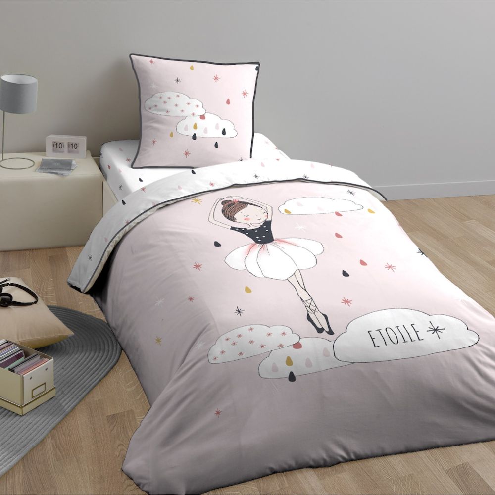 Parure de couette fille 140x200 cm 100% Coton 57 fils Letoile pas cher