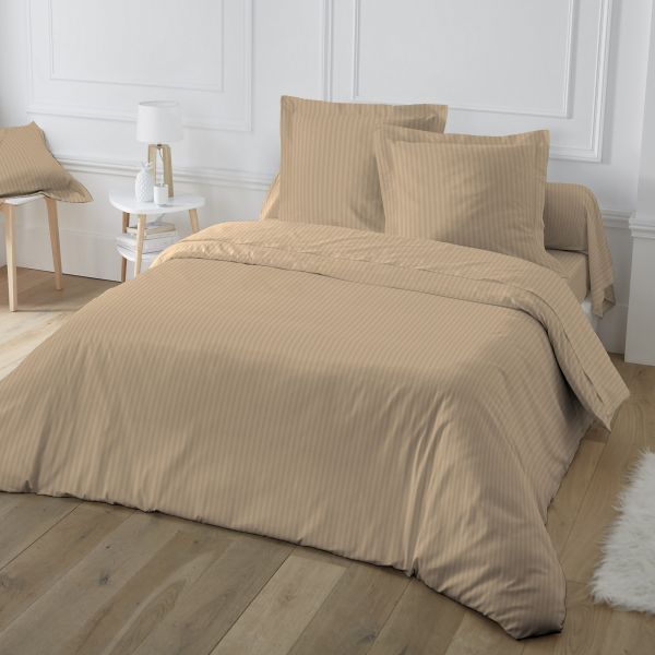 Parure de couette 220x240 cm 100% Satin de Coton Chamois