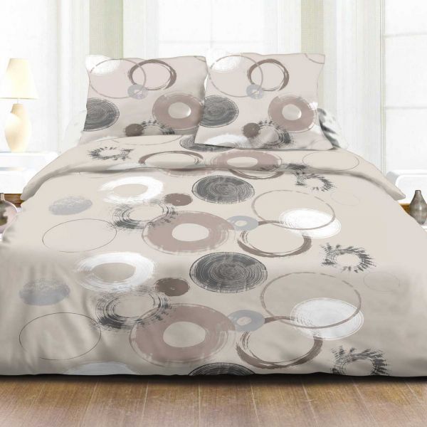 Parure de couette 240x260 cm 100% Coton 57 fils Christiana Taupe