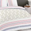 Parure de couette 220x240 cm 100% Coton 57 fils Geo Bleu Blanc