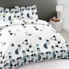 Parure de drap 240x300 cm 100% Coton 57 fils Geo Blanc