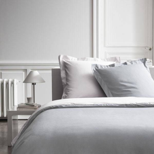 Parure de lit - Housse de couette 100% Percale de Coton Chantilly/Zinc