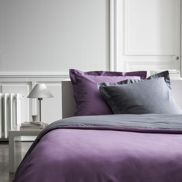 Parure de lit - Housse de couette 100% Percale de Coton Figue/Canon De Fusil