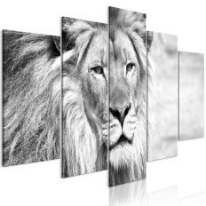 Tableau The King of Beasts 5 Pièces Wide Black and White