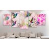 Tableau Colourful Hummingbirds 5 Pièces Wide Pink