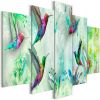Tableau Colourful Hummingbirds 5 Pièces Wide Green
