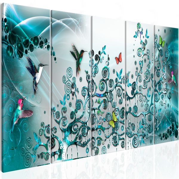 Tableau Hummingbirds Dance 5 Pièces Turquoise Narrow