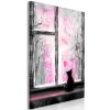 Tableau Longing Kitty 1 Pièce Vertical Pink