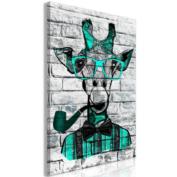 Tableau Giraffe with Pipe 1 Pièce Vertical Green