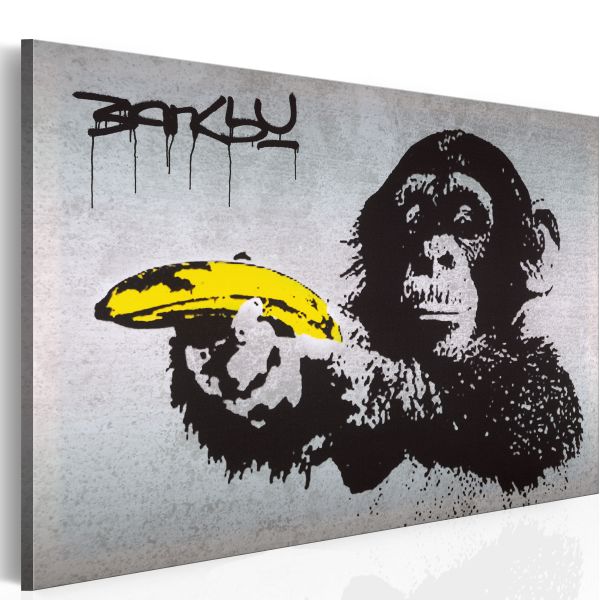 Tableau Arrête ou le singe va tirer! Banksy