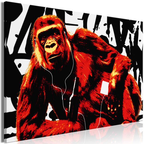 Tableau Pop Art Monkey 1 Pièce Narrow Red