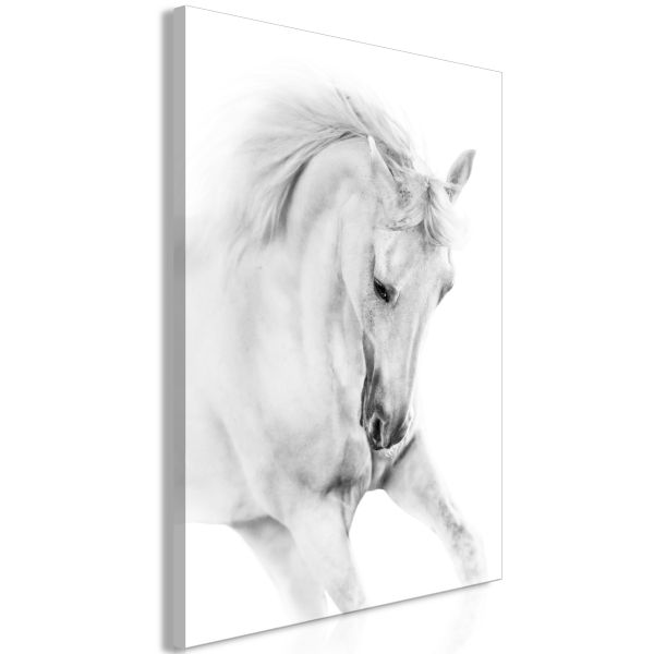 Tableau White Horse 1 Pièce Vertical