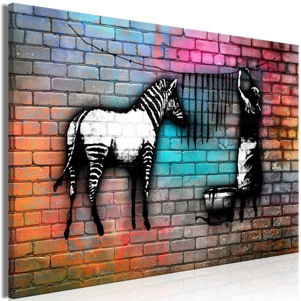 Tableau Washing Zebra - Colourful Brick 1 Pièce Wide