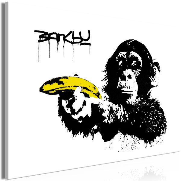 Tableau Banksy Monkey with Banana 1 Pièce Wide