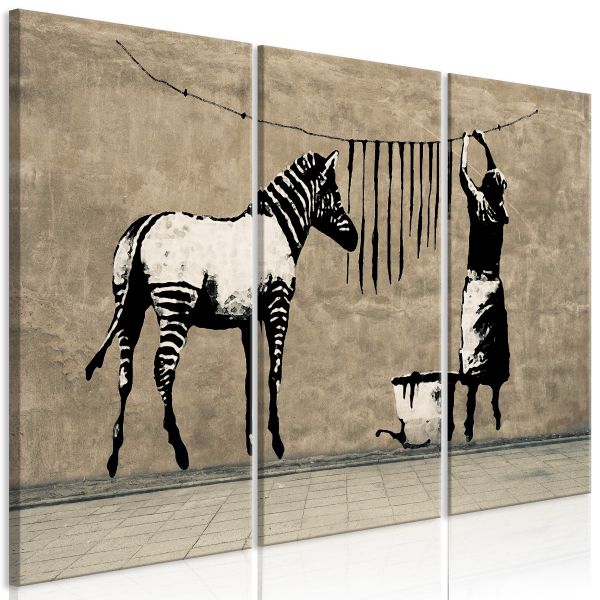 Tableau Banksy Washing Zebra on Concrete 3 Pièces