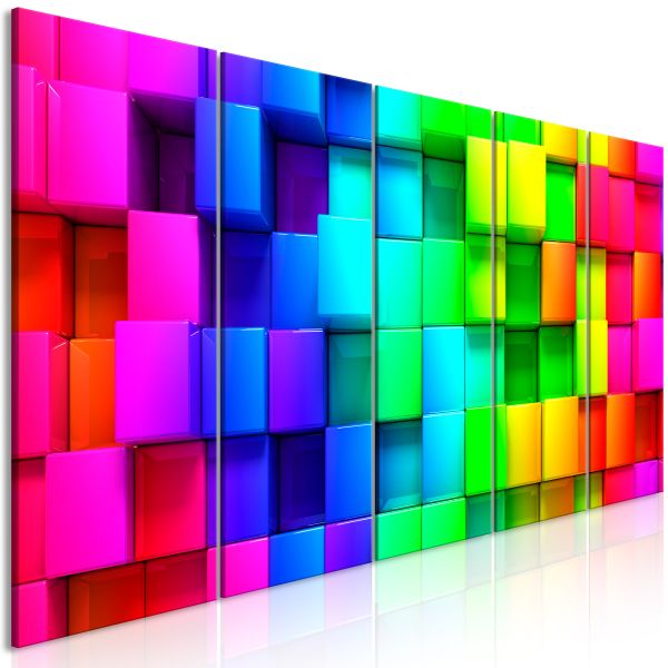 Tableau Colourful Cubes (5 Parts) Narrow
