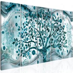 Tableau Tree and Waves (5 Parts) Blue