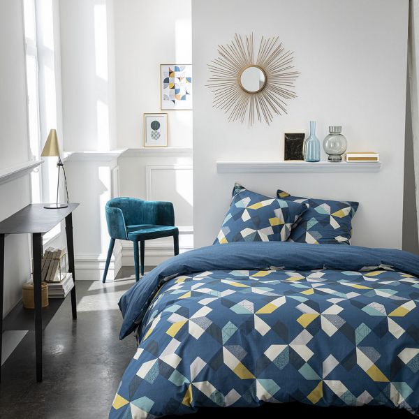 Parure de lit - Housse de couette réversible 100% Coton 57 fils Dalupy