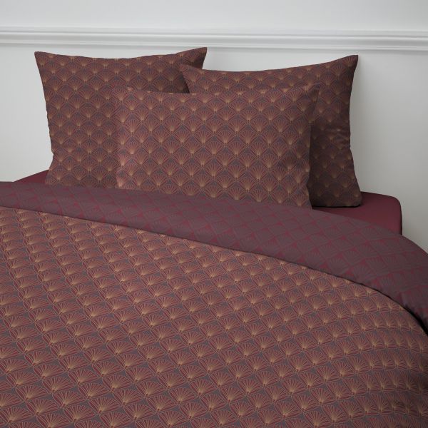 Parure de lit - Housse de couette 100% Coton 57 fils Chica Aubergine