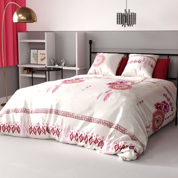 Housse de couette 220x240 + 2 taies d'oreiller 100% coton Geo