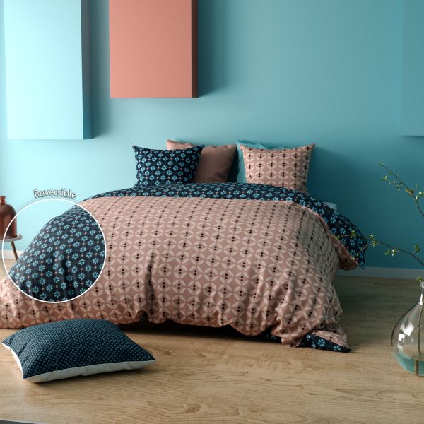 Housse de couette réversible et taie d'oreiller coton Estive 2
