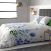 Housse de couette et taie d'oreiller coton Fleur Bleu