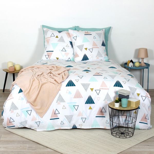 Housse de couette et taie d'oreiller coton Izi