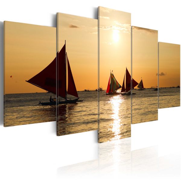 Tableau Bateaux à voiles au coucher du soleil