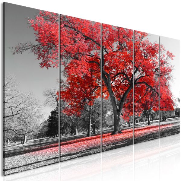 Tableau Autumn in the Park (5 Parts) Narrow Red