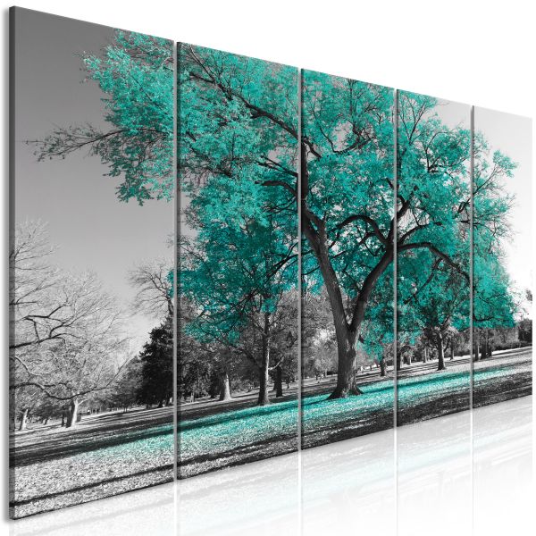 Tableau Autumn in the Park (5 Parts) Narrow Turquoise
