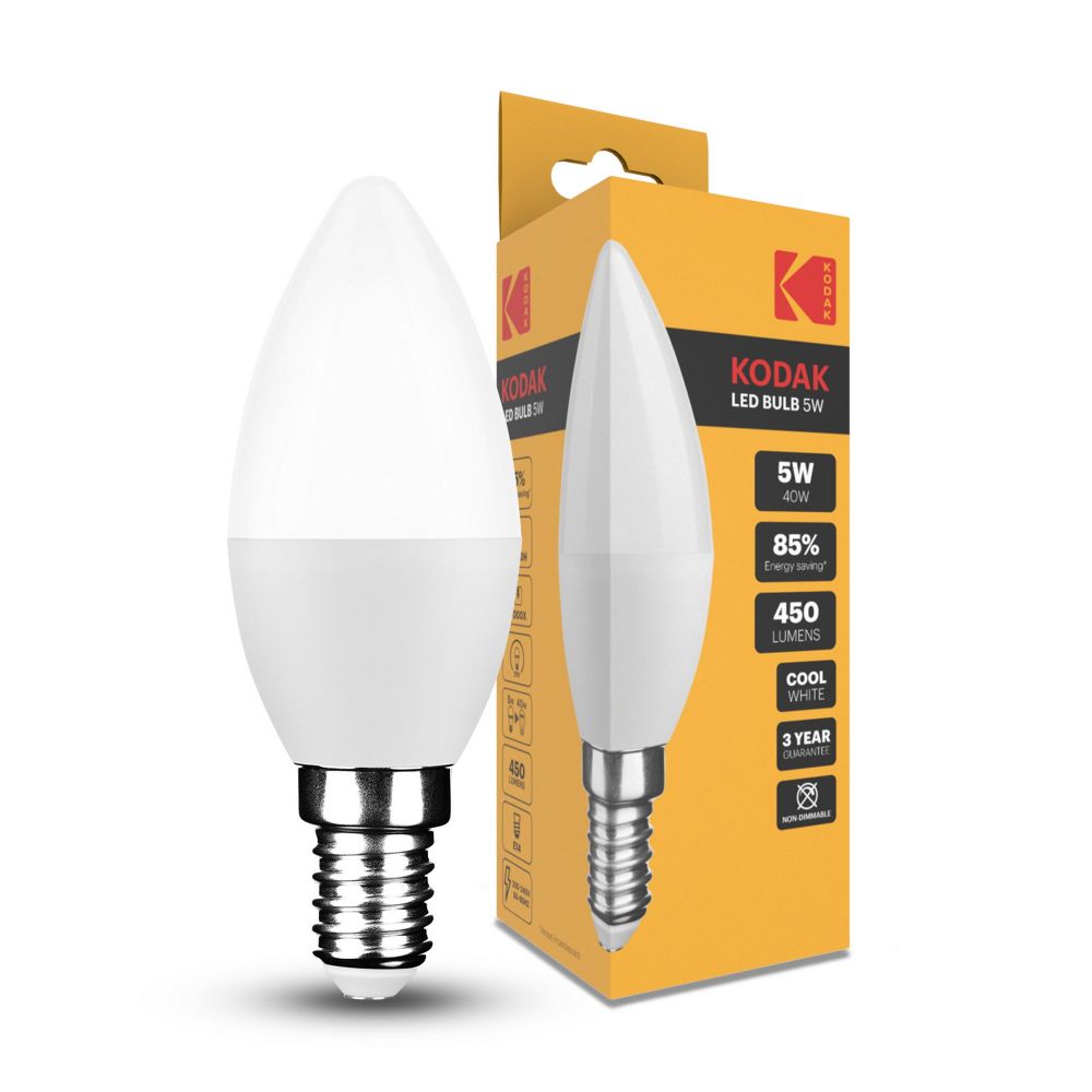 Ampoule LED Kodak Max Bougie C37 5W E14 270° 4000K (450 lumen) pas