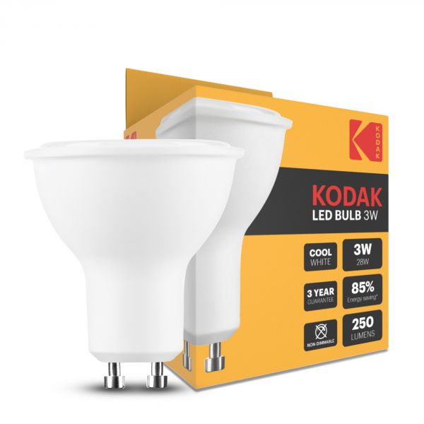 Spot LED Kodak Max Alu-Plastique 3W GU10 100° 4000K (250 lumen)