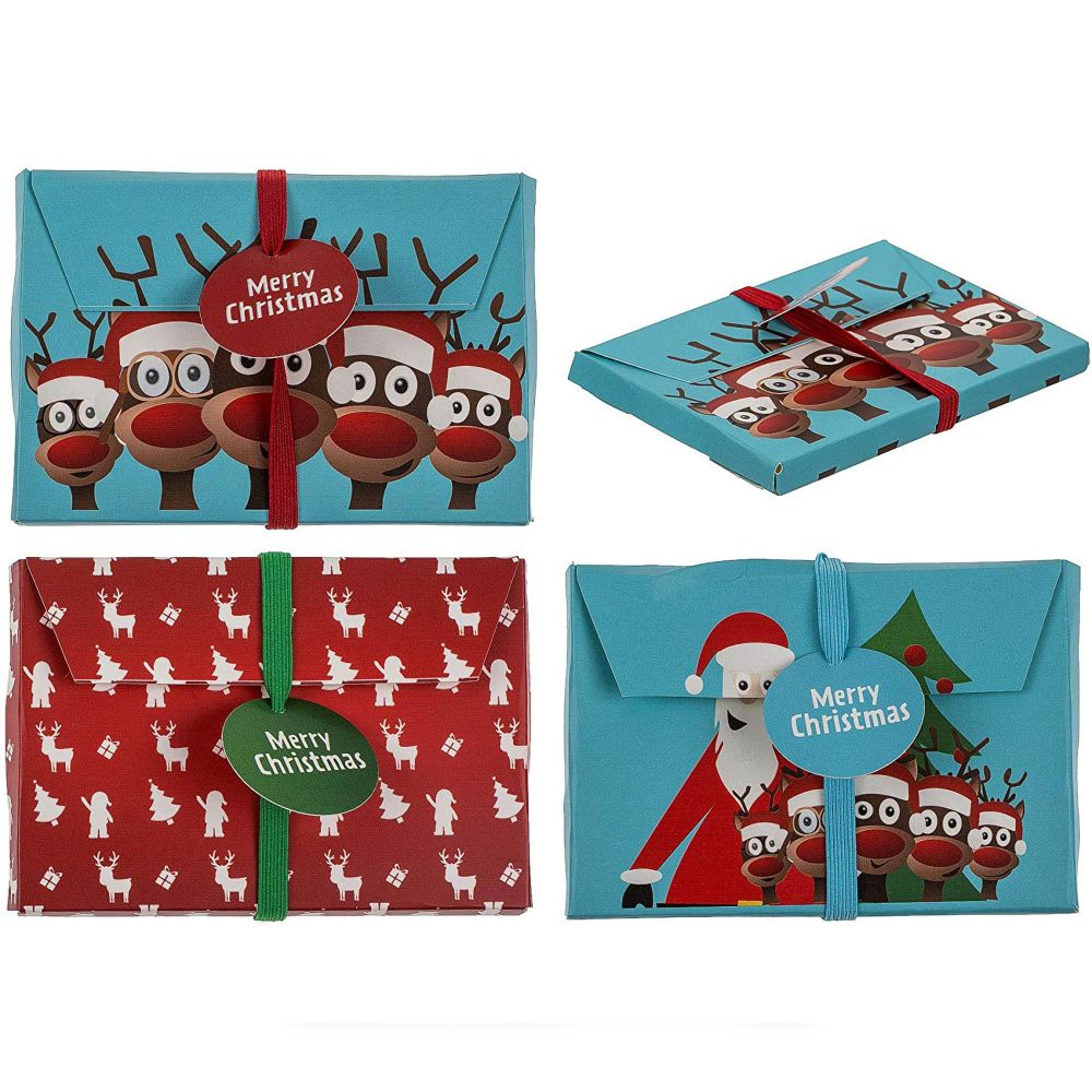 3 enveloppes cadeau de Noël (Père de Noël, Renne, Déco Noël) pas cher