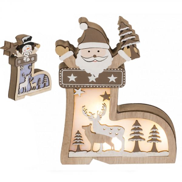 Botte déco en bois décoration de noël avec LED