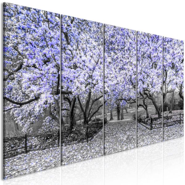 Tableau Fleurs Magnolia Park (5 Parts) Narrow Violet