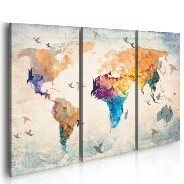 Tableau Cartes du monde Free as a bird - triptych