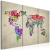 Tableau Cartes du monde Pays colorés - triptyque