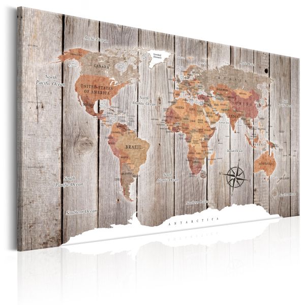 Tableau Cartes du monde World Map: Wooden Stories
