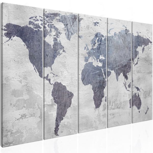 Tableau Cartes du monde Concrete World Map (5 Parts) Narrow