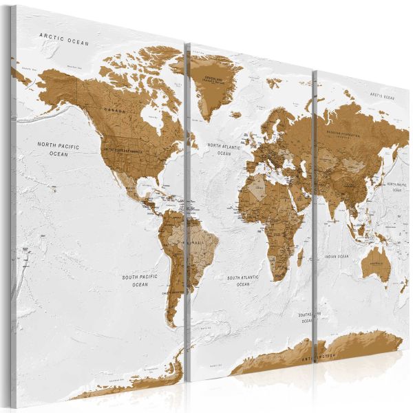 Tableau Cartes du monde World Map: White Poetry