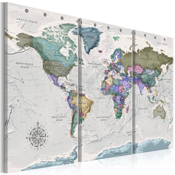 Tableau Cartes du monde World Destinations (3 Parts)