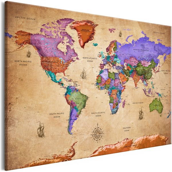 Tableau Cartes du monde Colourful Travels (1 Part) Wide